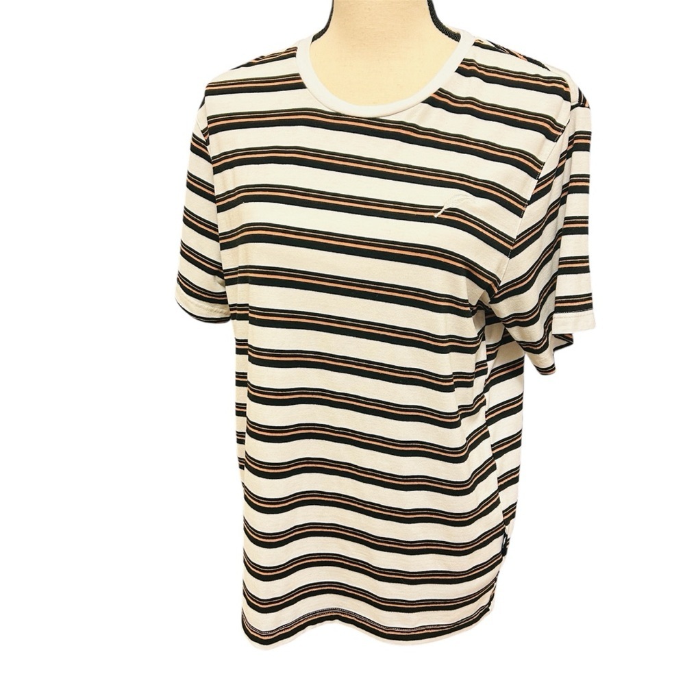 Publish X Wildfang Tee Black Tan and White Short Sleeve Boxy Top size Medium